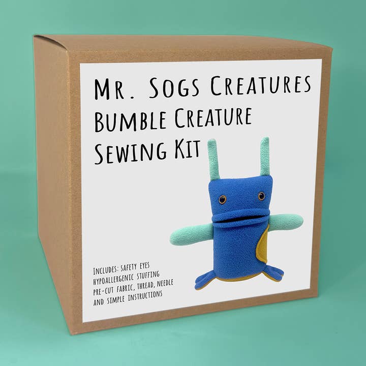 Bumble Creature DIY Plush Sewing Kit - Blue for wholesale by Mr. Sogs