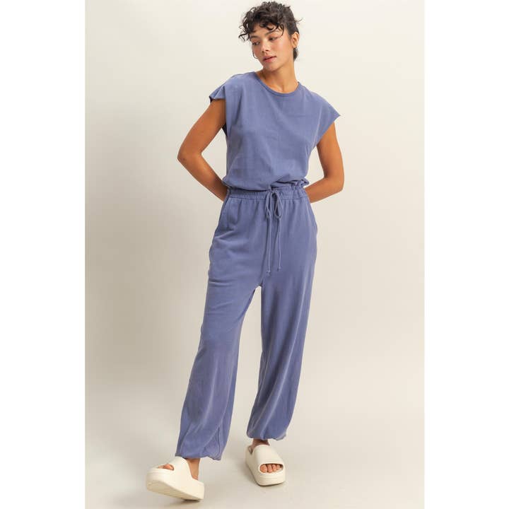 HYFVE - Wholesale Jumpsuit - Women's - DZ24C619-Short Sleeve Casual Jumpsuit