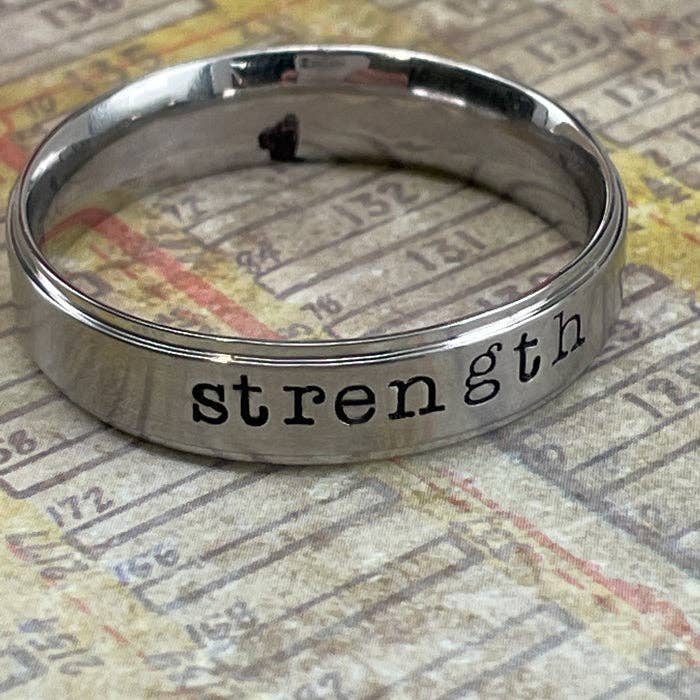Forgiven Jewelry - Wholesale Band/Stacked Ring - Strength Hand Stamped Band Ring1