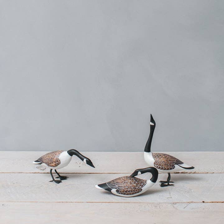 Aviologie - Wholesale Decorative Figurine - Mini Canada Goose - Set/3 - 4"H -Wooden Ornament