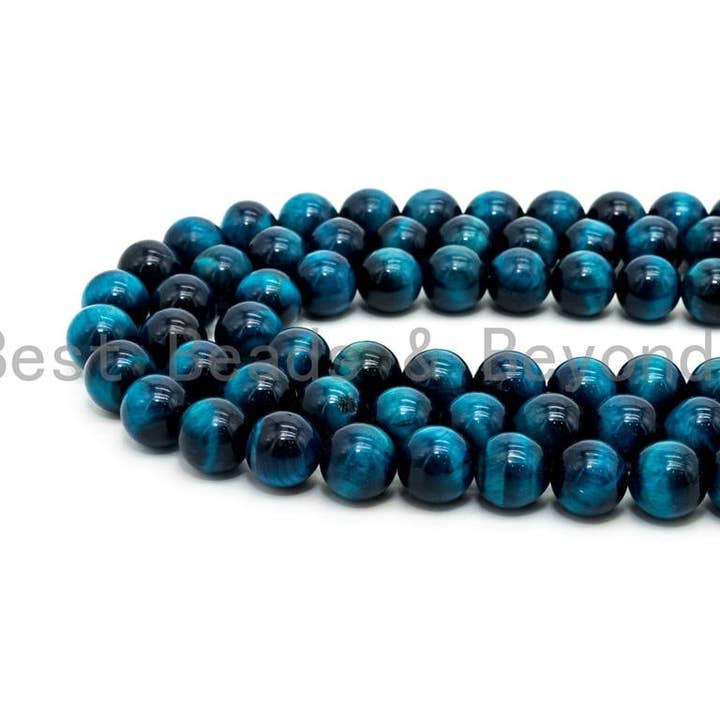 BestBeads&Beyond – wholesale Pärlor – Kvalitet naturlig förbättrad färg blå tigeröga runda pärlor, 4mm/6mm/8mm/10mm/12mm/14mm, Blue Tiger Eye ädelsten, 15.5" sträng, SKU #U217