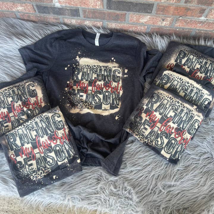T-shirt décoloré "La course est ma saison préférée" | Boutique pour la vente par Hartley Co