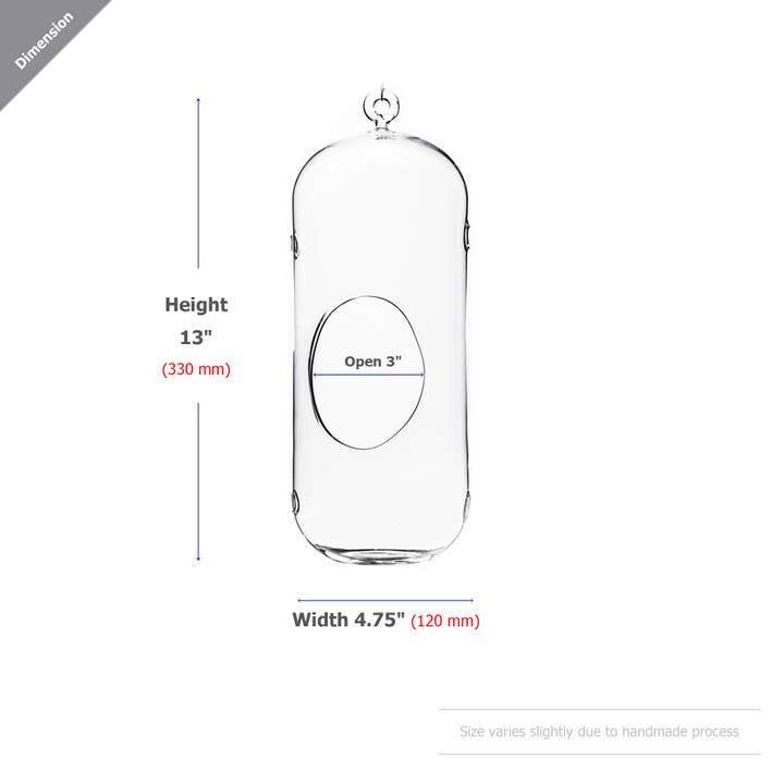 WGV International - Wholesale Vase - WGV Cylindrical Hanging Glass Terrarium With Holes - 13"H
