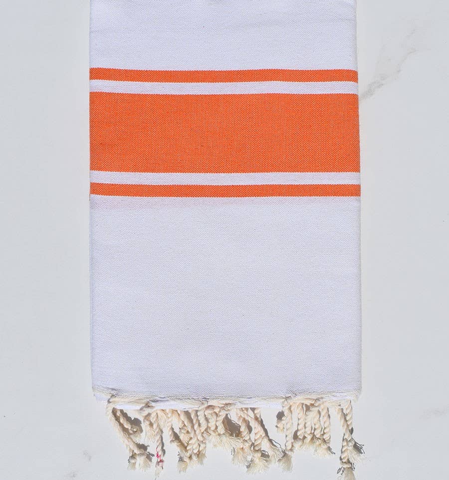 Fouta Tunisia – Großhandel Badetuch – Weiße Fouta mit farbigen Streifen6