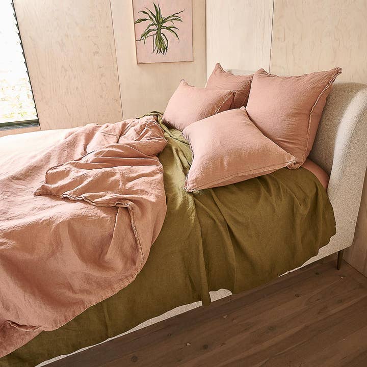 French Linen Flat Sheet - Olive for wholesale by Eadie Lifestyle