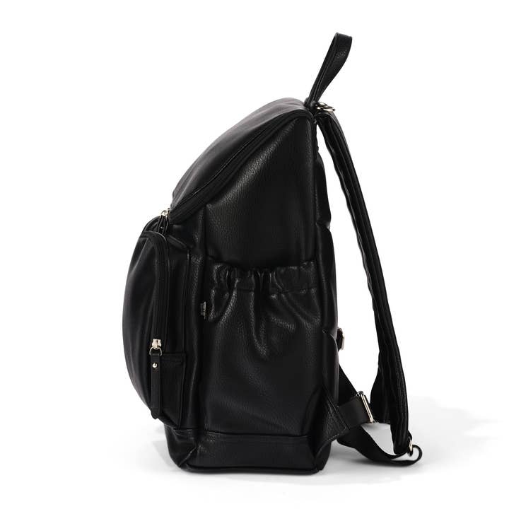 OiOi - Wholesale Diaper Bag - Baby - Signature Nappy Backpack - Black Dimple Vegan Leather