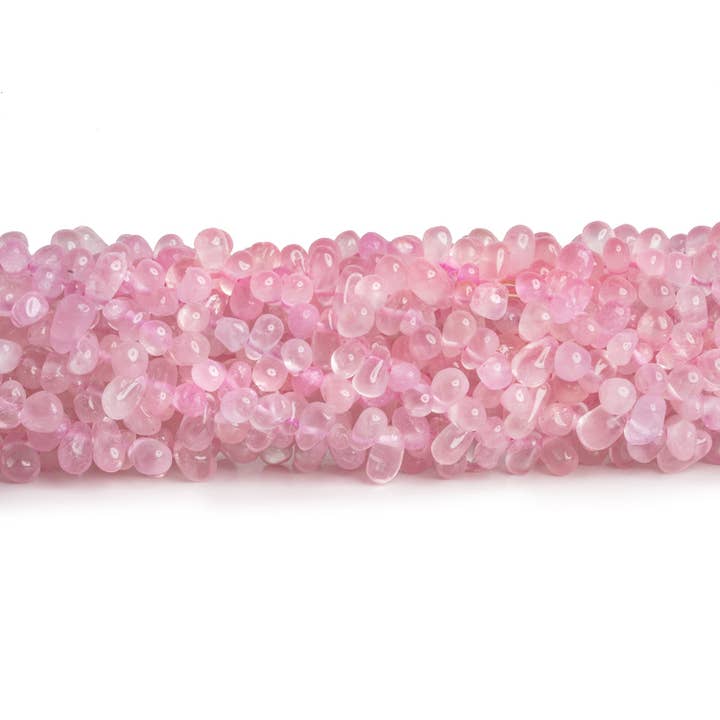 Rosenquarz, schlichte Tränen, 30,5 cm, 125 Perlen für den Großhandel von The Bead Traders