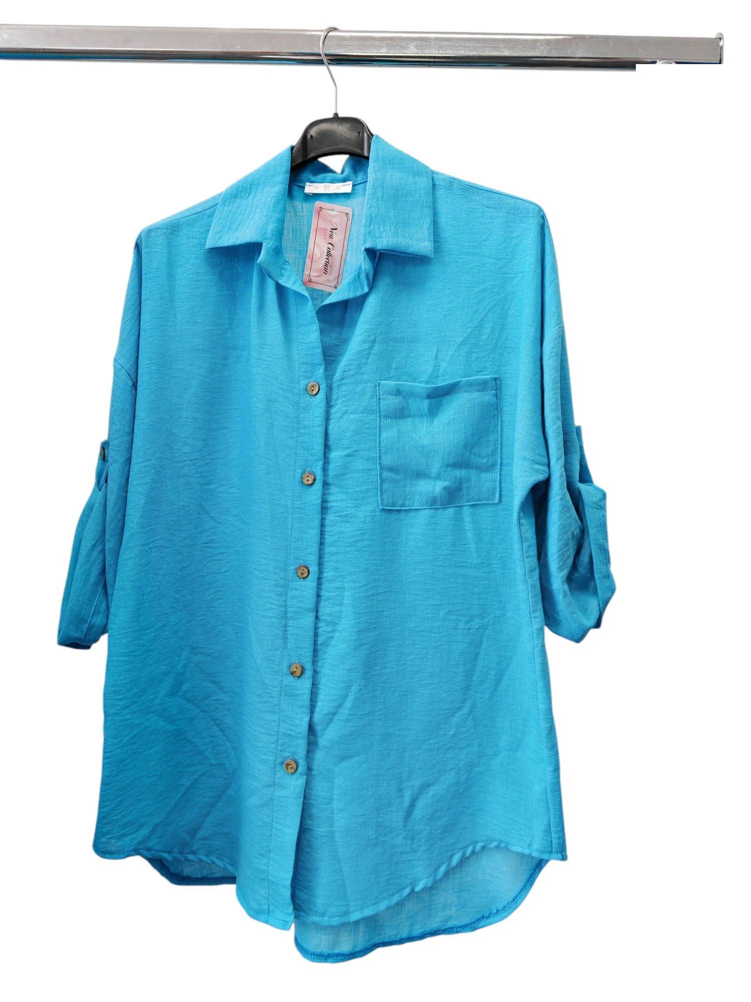 Superbia - Wholesale Button Down Shirt - Women's - Italian One Size Full Button Linen Shirt Blouse with Pocket19