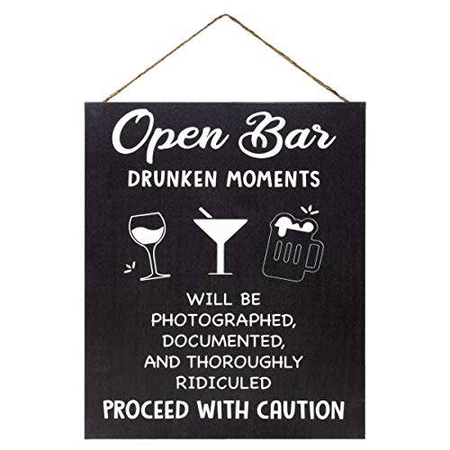 Panneau en bois Open Bar Drunken Moments Will Be Photographed pour la vente par JennyGems