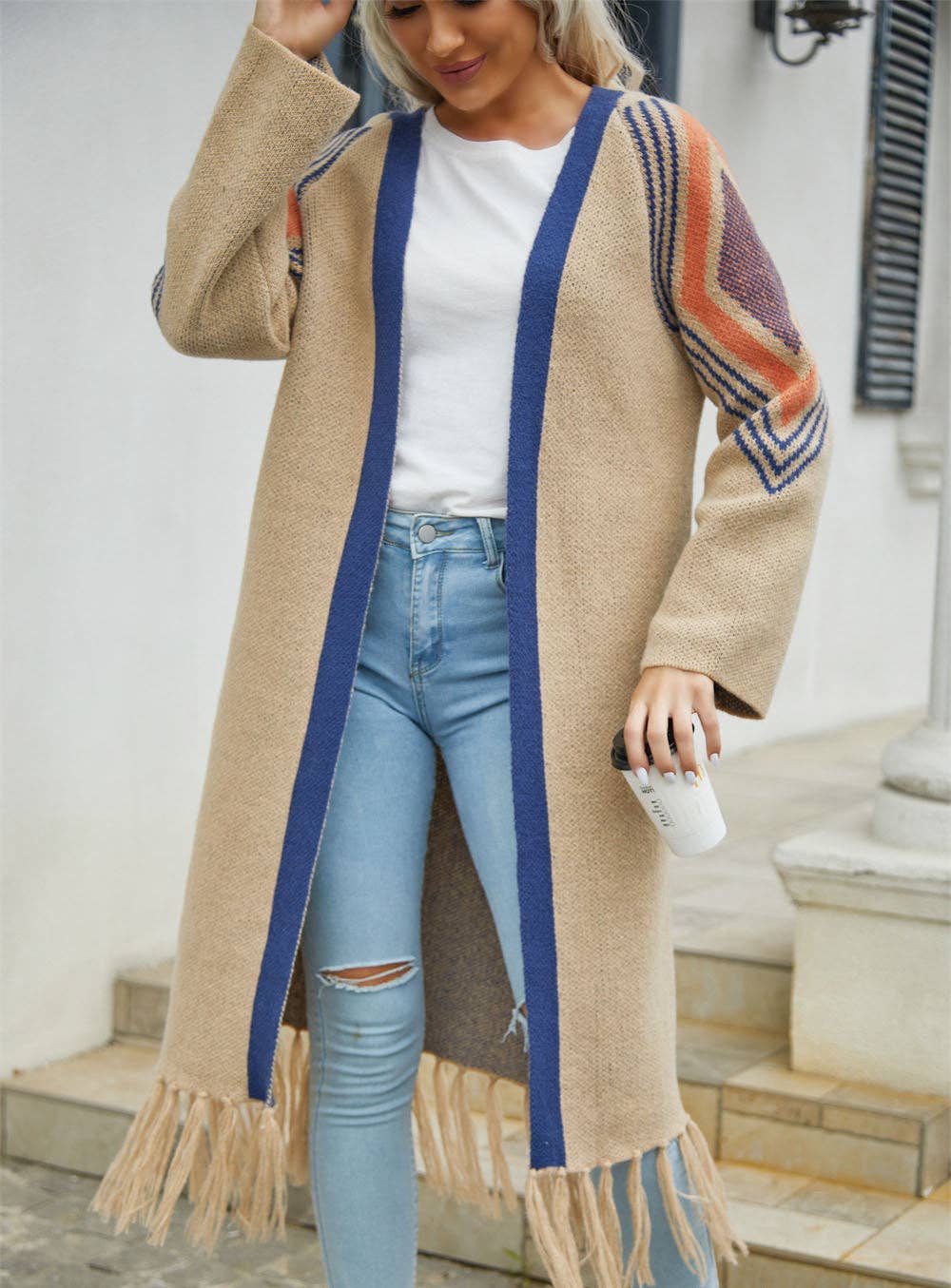 Sweetkama – wholesale Cardigan – Women’s – Sweetkama Ladies Color Block Long Sleeves Tassel Cardigan2