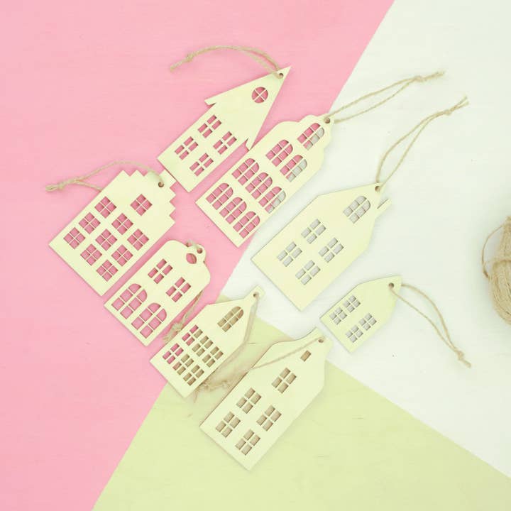 Munda Mundi - Wholesale Ornament Set - SCANDINAVIAN HOUSES, 8 pcs0