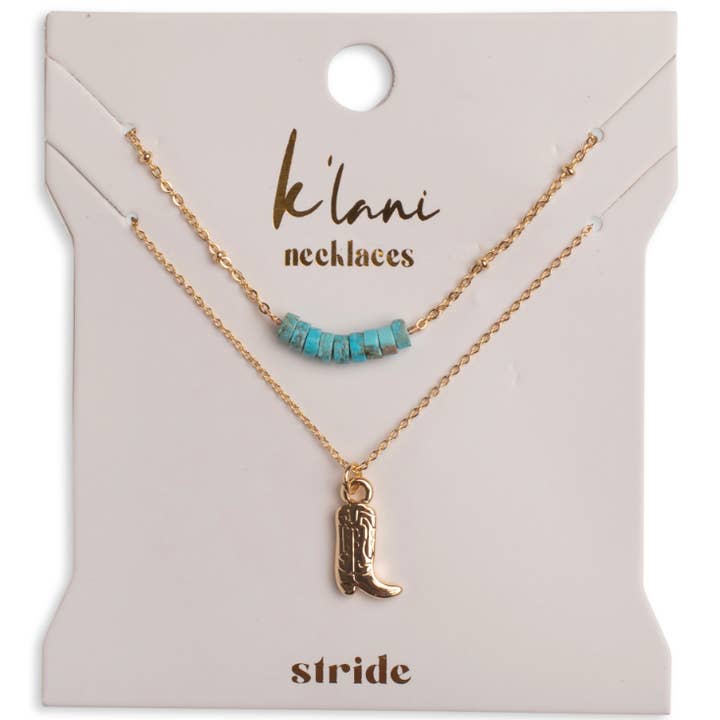 "Stride" Necklace-NEW Turquoise Boot for wholesale by K'lani hair tie bracelets