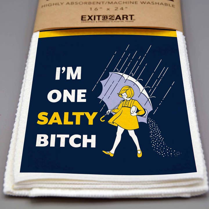 I'm One Salty Bitch - Waffle Weave Kitchen Tea Towel for wholesale by EXIT82ART