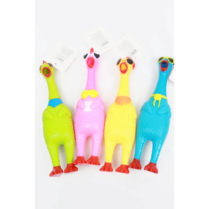 MIX COLOR Rubber Chicken Squeaky Toy for wholesale on Faire