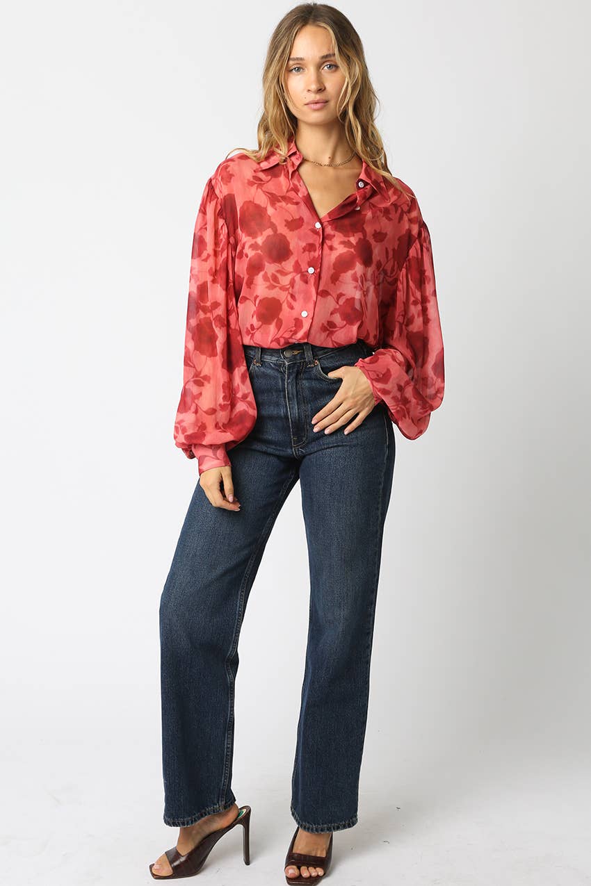 Rosa Rojo Camisa Floral Carla de venta al por mayor en Faire3