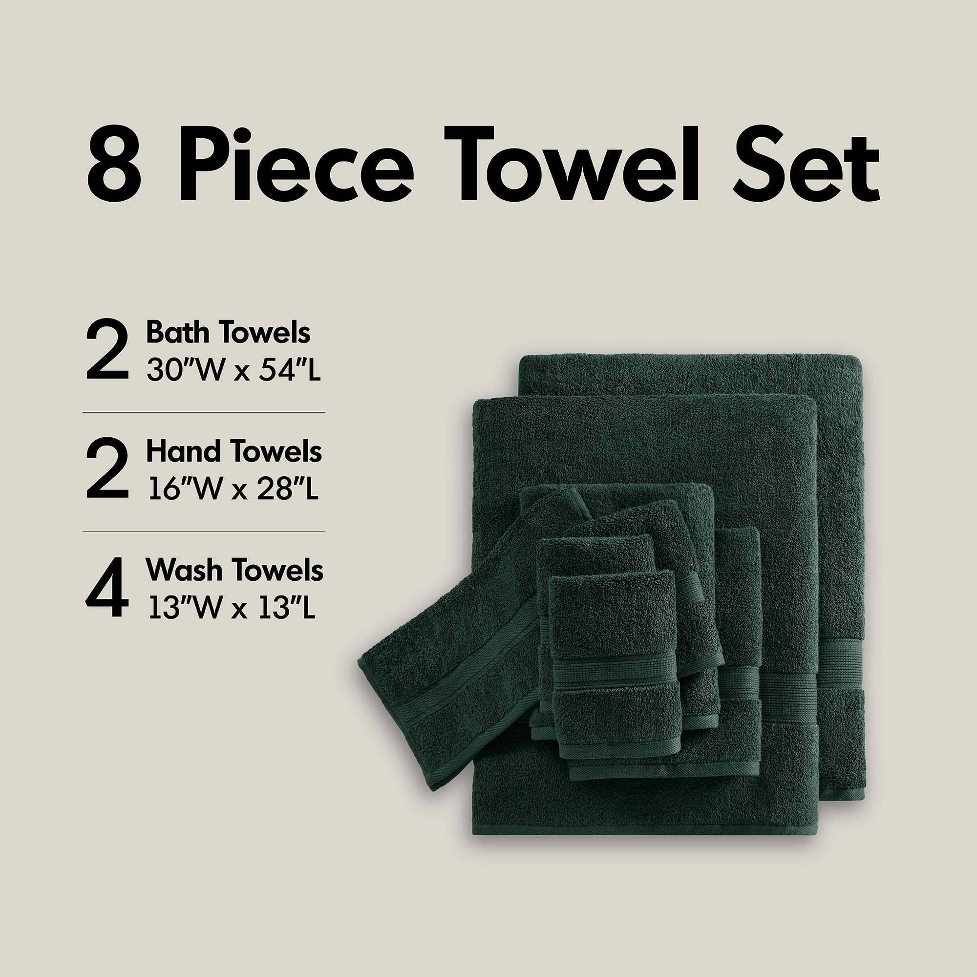 Olliix - Wholesale Towel Set - Antibacterial Spa-Like 8-Piece Bathroom Towel Set, Green9