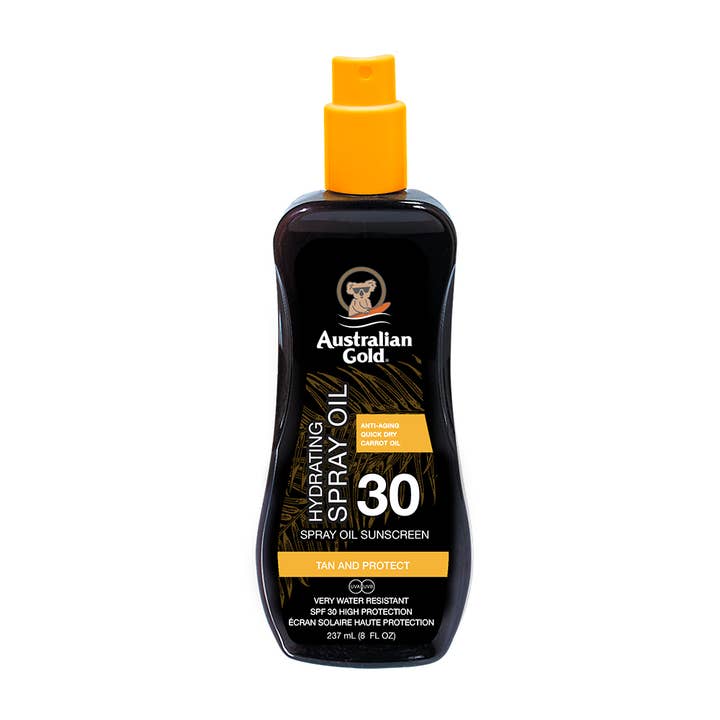 SPF 30 SPRAYOLIE MED GULERODSOLIE 237 ML for engroshandel hos Australian Gold