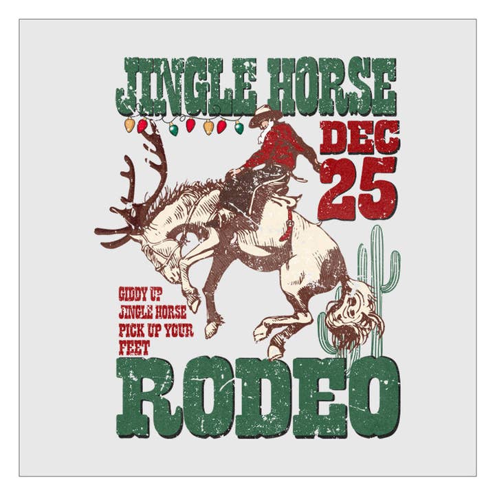 Jingle Horse Rodeo DTF Transfer for wholesale by Flawless Transfers