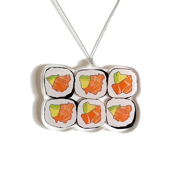 Salmon Avocado Sushi Roll Maki Christmas Ornament for wholesale by Drawn Goods