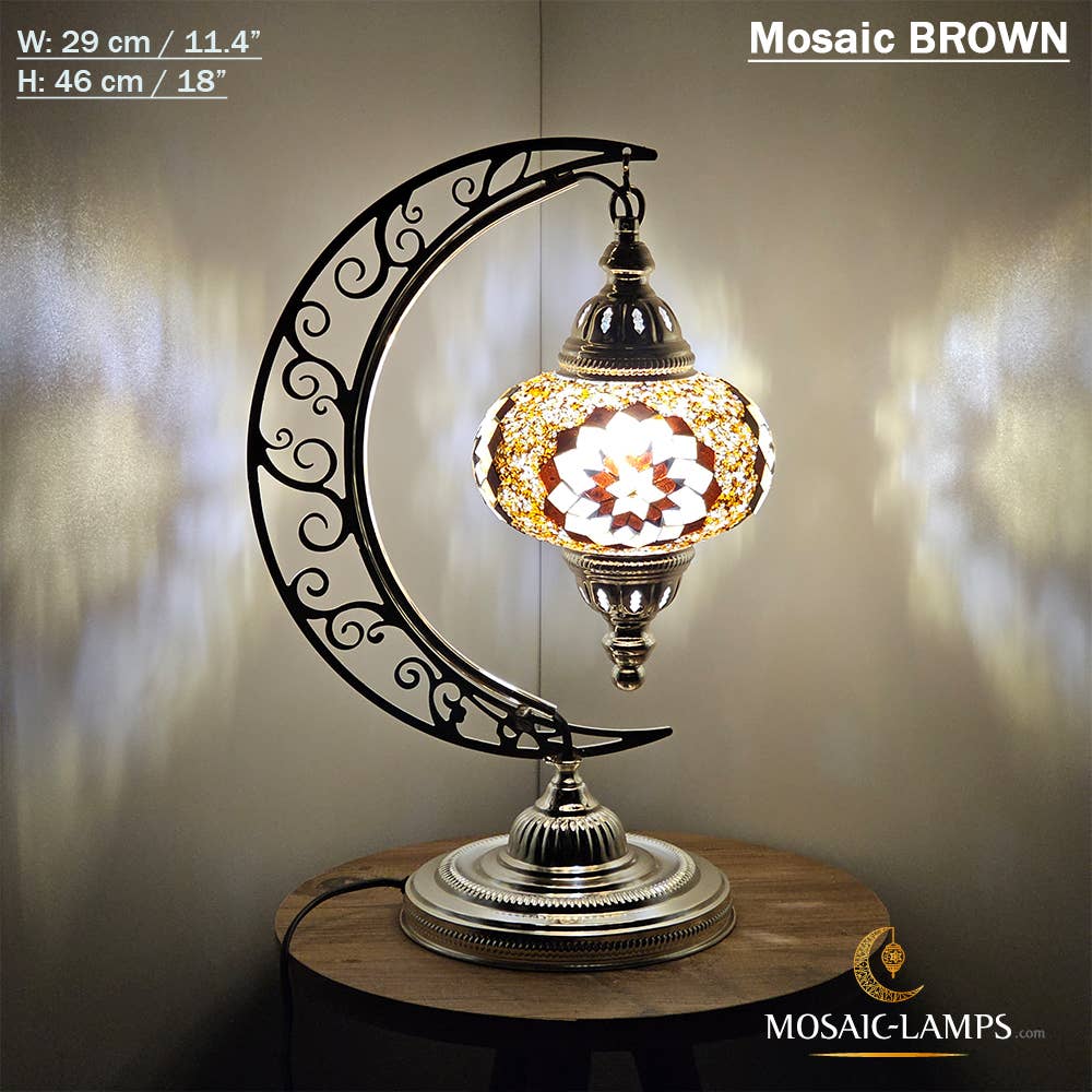 Mosaic Lamps - Vendita all'ingrosso Lampada da scrivania/d'accento - Lampada da scrivania Turkish Moon in argento, luci ad arco marocchine, Murano C31