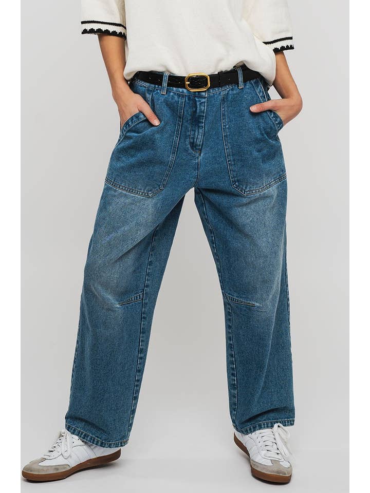 Engineered Leg Wide Leg Denim Jeans for wholesale on Faire