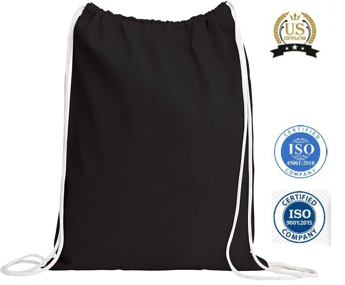 Alo Organic International – Mala com cordão – Unissexo por atacado – Mochila de algodão tipo saco com cordão - tecido de 8 oz e certificação ISO11