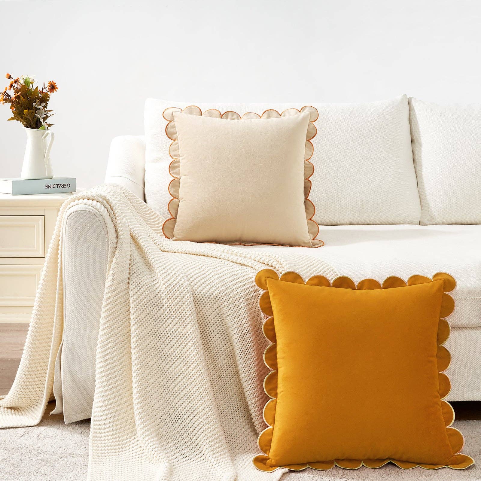 Monday Moose - Wholesale Throw/Decorative Pillow - Bri Bri Pillow Covers (2-Pack) - Honey/Cream4