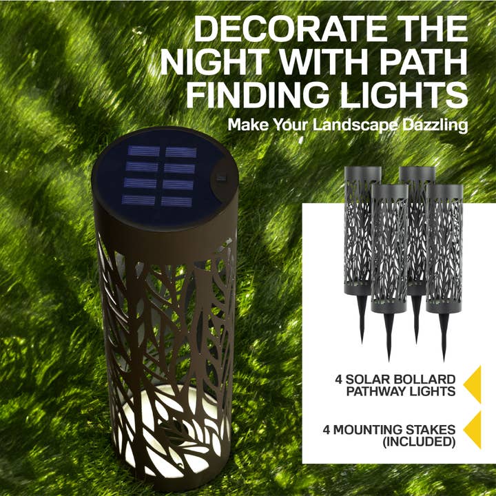 Gotham Steel/Granitestone - Wholesale Outdoor/lawn light - 4 -Pack Bollard Solar LED Outdoor Pathway Lights6