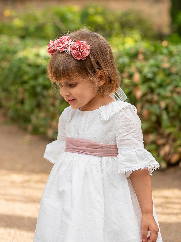 Jesusito Plumeti Branco Com Renda E Faixa Rosa por atacado de COCO ACQUA