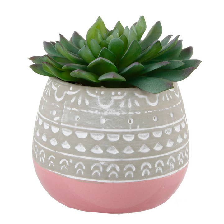 Pink Artificial Succulent in Two Tone Floral Pattern for wholesale by Flora Bunda Inc