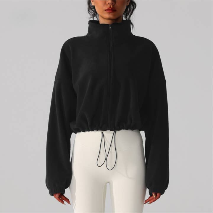 Sodalemon - Wholesale Activewear set – Women′s - Women's Reversible Fleece Cropped Drawstring Jacket16