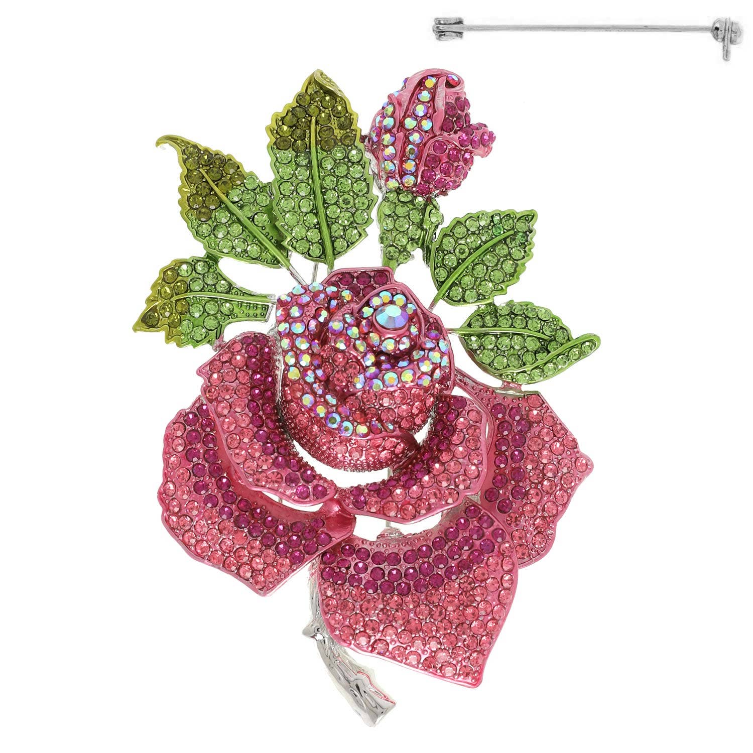 SP Sophia Collection - Wholesale Brooch - Vintage Rhinestone Pave Blooming Rose Brooch Pin3