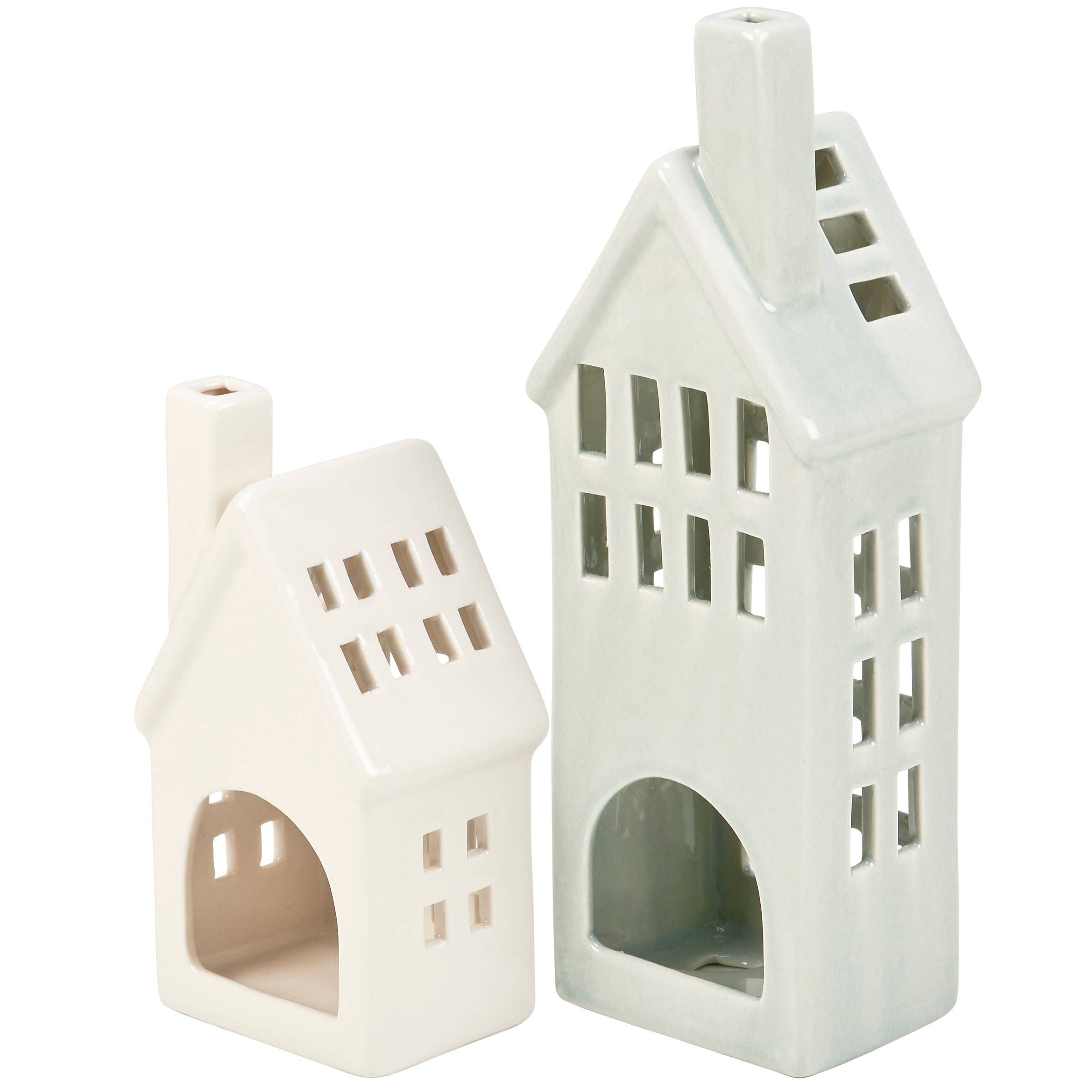 Primitives by Kathy - Wholesale Candle Holder - Village House Candle Holder Set1