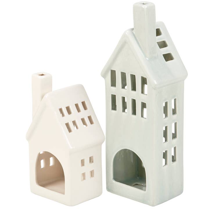 Primitives by Kathy - Wholesale Candle Holder - Village House Candle Holder Set1