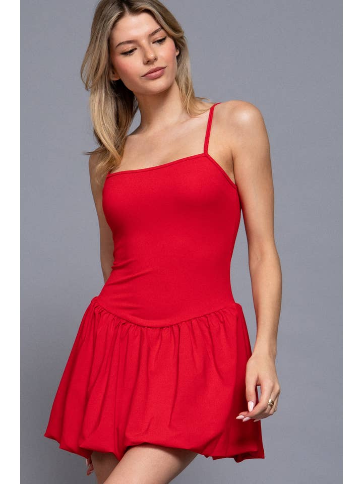 Active Basic | Active USA - Wholesale Athletic Dress - Women's - Straight Neck Cami Bubble Hem Mini Skort Dress1