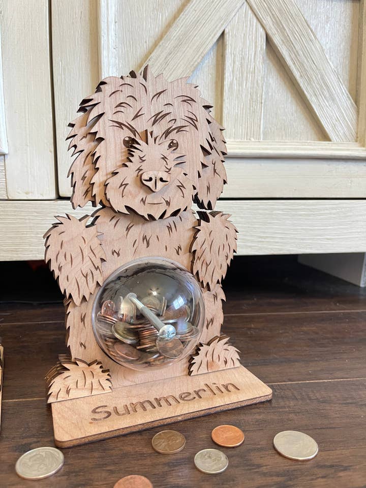 Liten Goldendoodle Spargris | Goldendoodle Bollbank ~8,75 för wholesale av Deer Custom Designs