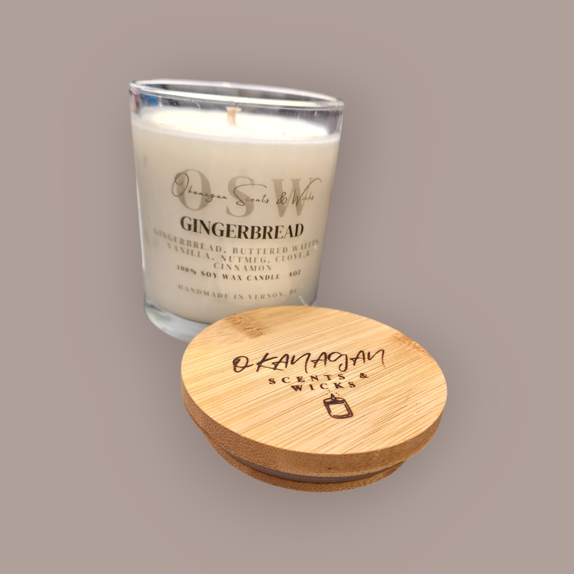 Okanagan Scents & Wicks Ltd. - Wholesale Jar/Filled Candle - Gingerbread 8oz Soy Candle1