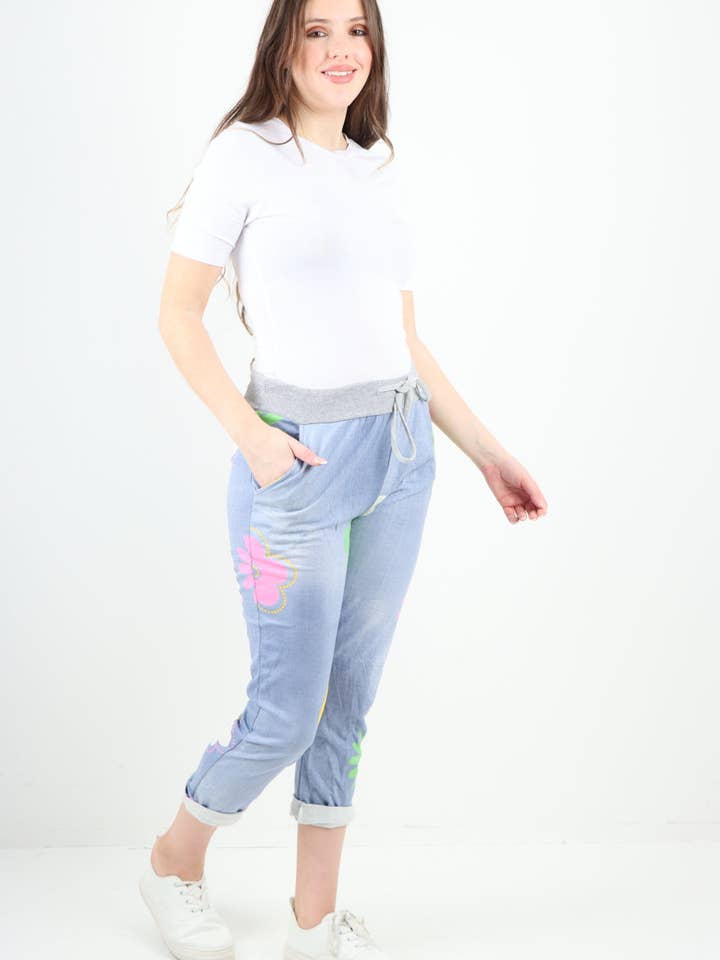 Miss Bold - Wholesale Pants - Women's - Italian Ditsy Floral Printed Cotton Trousers9