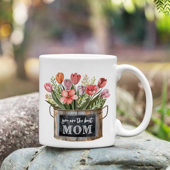 Canary Road - Wholesale Coffee Mug - Best Mom Flower Mug, Floral Coffee Cup, Flower Mug Gift