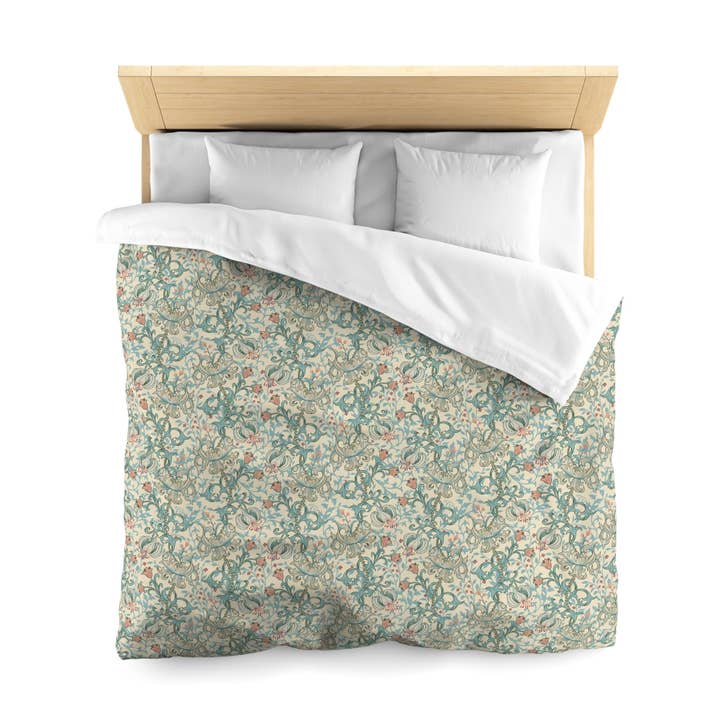 Capa de Edredão inspirada por William Morris - Coleção Golden Lily (Mineral) por atacado de Willy Morris Home Emporium