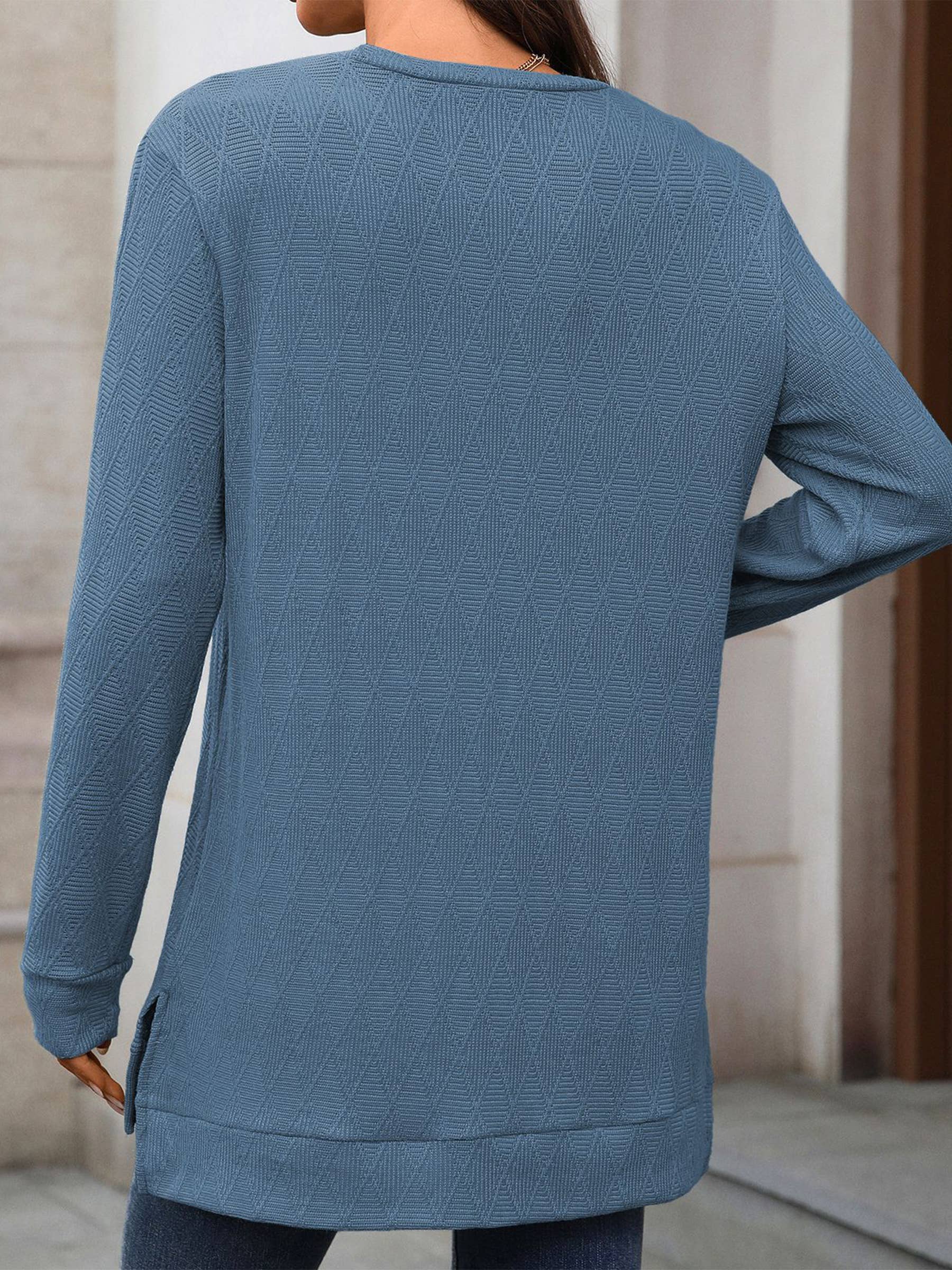 Wholesalesir - Vente Tunique – femme - Haut ample à manches longues en jacquard à col rond5