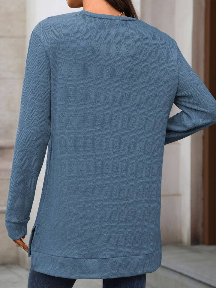 Wholesalesir - Vente Tunique – femme - Haut ample à manches longues en jacquard à col rond5