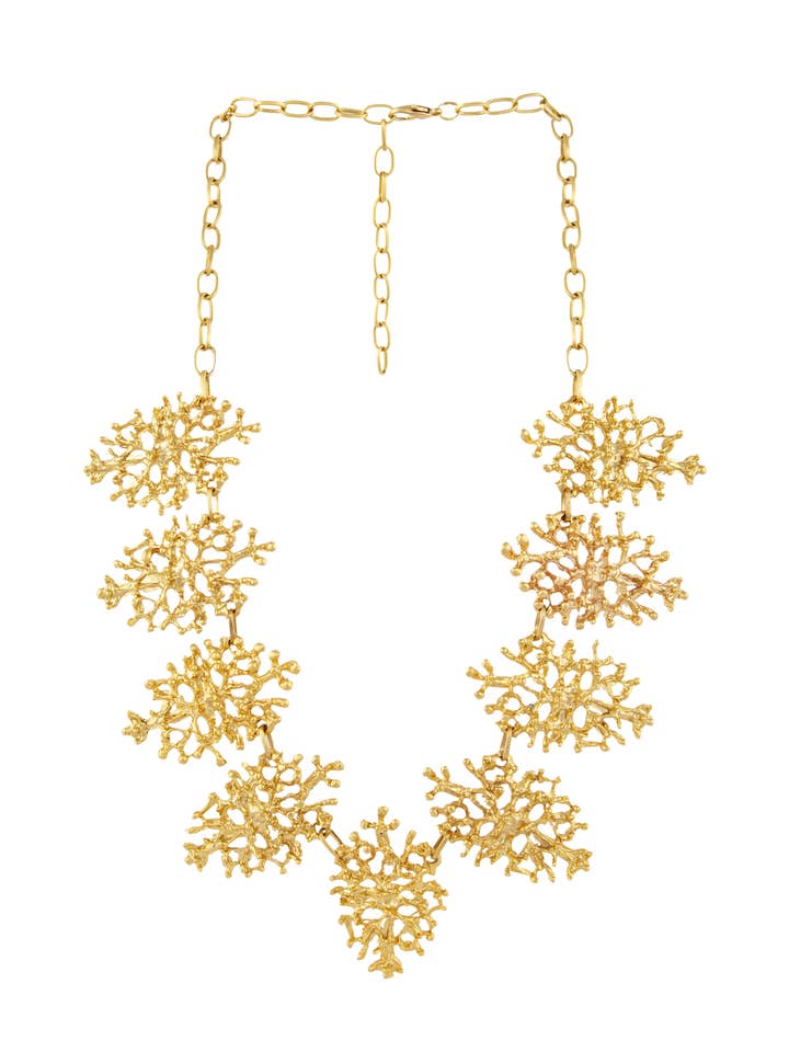 Snowflake-Themed Matte Gold-Plated Necklace – Handmade & Adj for wholesale by BUBU BY TEKIN SHOP