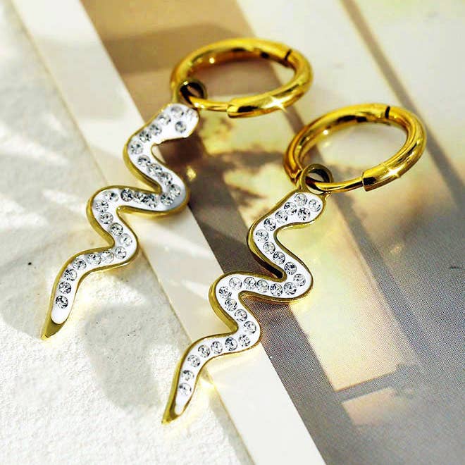 FANG Zirconia Serpent Drop Earrings for wholesale by HACKNEY NINE
