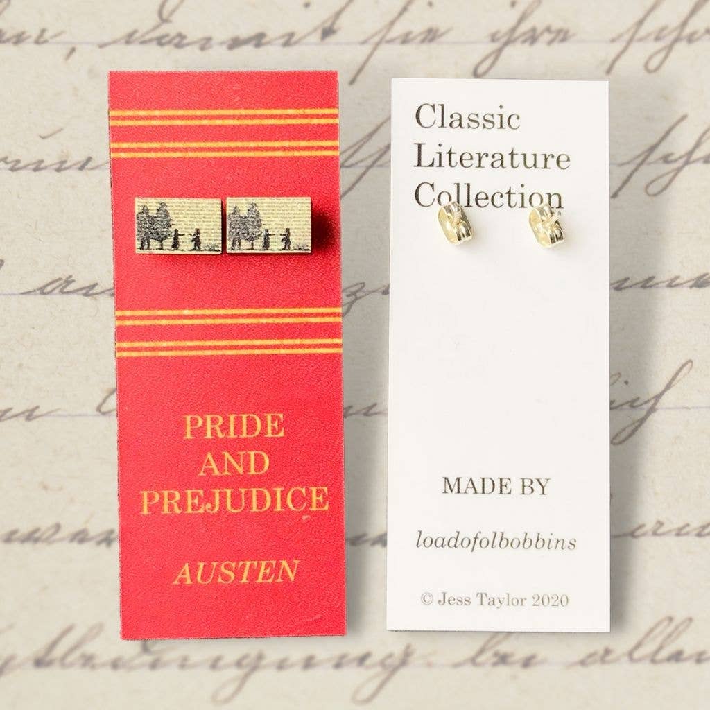Loadofolbobbins - Wholesale Stud/Post Earrings - Classic Literature Pride and Prejudice Stud Earrings2