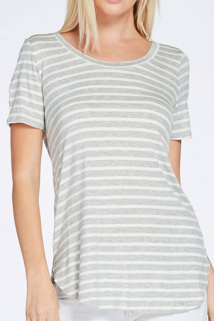 A.gain – wholesale Tunic – Women’s – 10183SS05 Striped Short Sleeve Scoop Neck Top7