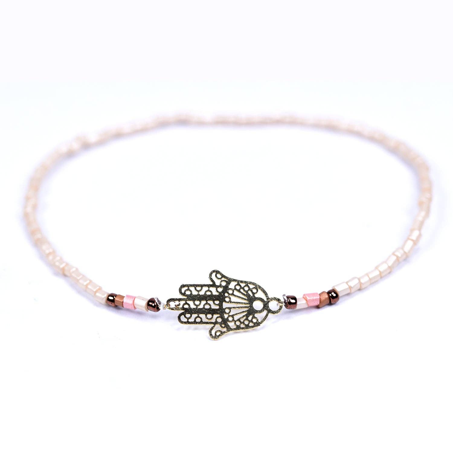 Tempest Designs - Wholesale Beaded Bracelet - Delicate beaded bracelet with Hamsa hand shaped detail0