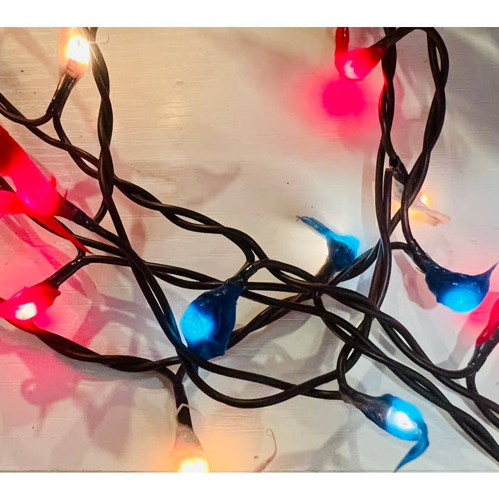 Battery red white blue dipped Primitive Rice Lights w/timer for wholesale by Raggedy Junction