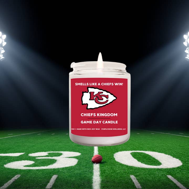 Purple Rose Wellness, LLC - Wholesale Jar/Filled Candle - Kansas City Chiefs Football Candle0