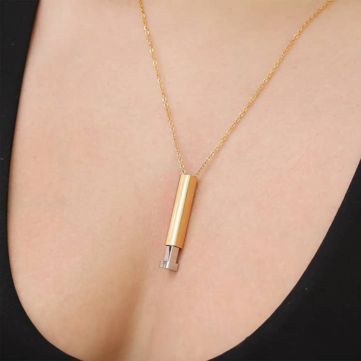 WJW - Wholesale Pendant/charm necklace - 18K Gold PVD Stainless Steel Hidden Message Sliding Blank Bar Necklace5